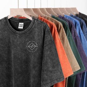T-Shirt Oversize <span class=keywords><strong>Vintage</strong></span> in Puro Cotone 250G Lavato, Tinta Unita, Manica Corta da Uomo, Taglie Grandi, Vendita all'Ingrosso - Product Image 1