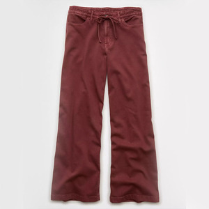 Jeans Larghi OEM da <span class=keywords><strong>Donna</strong></span> con Coulisse in Vita, <span class=keywords><strong>Pantaloni</strong></span> a Gamba Larga, Vestibilità Comoda, <span class=keywords><strong>Pantaloni</strong></span> Casual <span class=keywords><strong>Bordeaux</strong></span>, Fornitore all'Ingrosso con Etichetta Privata - Product Image 1