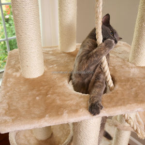 YOUME Luxus 213cm mehrstufiger Kratz baum turm Massivholz kratzer mit Sisal pfosten und Versteck für Katzen klettern und-spielen - Product Image 3