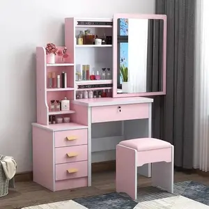 Modernes Schlafzimmer Luxus-Schminktisch Hochleistungs-Schminktischmöbel mit Schiebeschirm individuelles Stehpaneel MDF 1V1