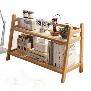 Wooden Desktop Storage <b>Rack</b> 2 Tier Bamboo Organizer For Office Bedroom <b>Kitchen</b> Living Room - Product Image 5