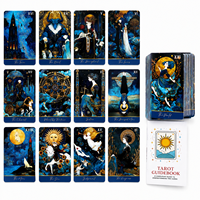 Vente en gros de cartes de tarot Azure Fantasy personnalisées, 78 cartes, divination spirituelle, papier écologique, impression couleur intégrale, boîte cadeau portable