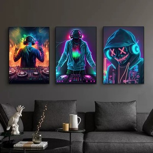 Moderno Bar Club camera decorazione per la casa Design al Neon musica Cool DJ cuffia Poster tela pittura stile <span class=keywords><strong>Art</strong></span> Deco arte astratta della parete - Product Image 3