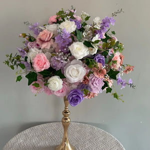 M-FB213 Hot Sales artificial rose flower balls <b>purple</b> flower ball arrangements 60 cm table centerpiece for wedding <b>decoration</b> - Product Image 1