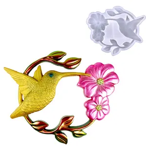 Wall Decoration Silicone Mould Crystal Epoxy Resin Mold Bird Flower Shape for DIY Craft Making Handmade Creative Wall Hanging