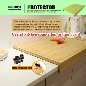 Tabla de Cortar de Bambú Bamotto de 30x21 Pulgadas con Patas Desmontables, Protector de Encimera de Cocina - Product Image 1