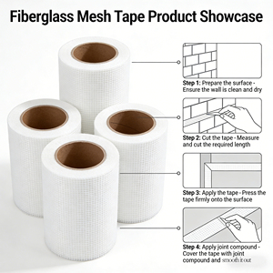 Selfadhesive Fiberglass Mesh Tape Anticrack Fiberglasscloth Interior Wall Mesh for Puttying Anti-crack Mesh Tape Fiberglass Mesh - Product Image 3