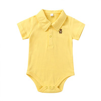 Nouveauté 2024, barboteuse polo pour bébé de haute qualité, vente chaude d'été, barboteuse pour bébé avec broderie d'ours