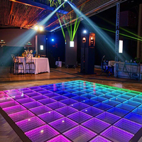 Supershow 3d Infinity Mirror Led Dance Floor Tiles Glass Panel Dmx Night Club Rgb Light up Led Dance Floor Magnetic for Wedding
