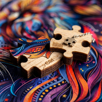 Puzzle en bois psychédélique en forme de tête de lion, motif tourbillon ornemental, crinière découpée au laser, en tilleul finition satinée, coffret cadeau, directement de l'usine OEM