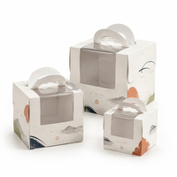 Boîte à gâteau personnalisée avec logo pour anniversaire, emballage en carton pour cupcakes, pâtisseries, boulangerie, boîte à gâteau en papier avec poignée et fenêtre