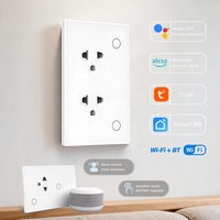 Prises intelligentes multifonctions thaïlandaises 220V 16A double 3 broches avec panneau en verre trempé Wi-Fi pour le marché de la Thaïlande, du Vietnam et des Philippines