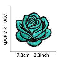 Appliques florales brodées en PVC avec bordure pailletée, motif rose, colorées, thermocollantes pour vêtements, robes, chapeaux, sacs