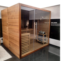 Grande salle de sauna intérieure multi-personnes en cèdre rouge et cèdre d'Hemlock pour salle de sport, spa, club