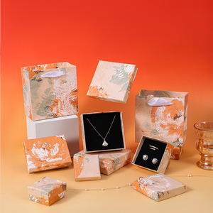 National Tide Irregular Orange Flower Oil Painting Style Rectangular Jewelry Packaging <b>Box</b> for Bracelet Earrings Ring <b>Necklace</b> - Product Image 1