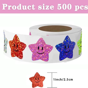 Etiquetas Adhesivas de Papel Sintético Resistentes al Agua y al Aceite con Diseño de Estrellas, para Decoración de Tarjetas Fotográficas y Embalaje de Supermercados - Product Image 5