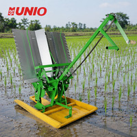 Planteuse de riz manuelle mini haute efficacité à 2 rangs avec engrenage central, machine à repiquer pour une productivité élevée
