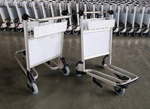 3 पहियों हवाई अड्डे यात्री ट्रॉली एल्यूमीनियम मिश्र धातु स्टेनलेस स्टील ब्रेकिंग सिस्टम प्लेटफॉर्म ओएम अनुकूलन योग्य भागों सामान सामान - Product Image 4