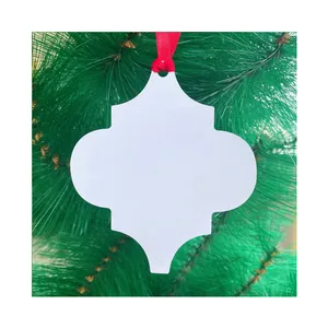 White Color Heart Shape Heat Transfer Aluminum Custom Logo Christmas Ornament Blank Sublimation