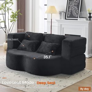 Divano Letto Modulare Pieghevole Multifunzione Integrato Nuovo di Piccole Dimensioni per Camera da Letto e Soggiorno con Spugna ad Alta Densità - Product Image 6