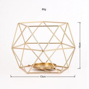 Portavelas de Hierro Forjado Dorado en Forma de Cilindro, Decoración Navideña Hecha a Mano, Portavelas Geométrico de Alambre con Recubrimiento Electrolítico - Product Image 5