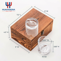 Coffret Cadeau Whisky Personnalisé avec Logo : Verre à Whisky 10 oz à Base Lourde et Pierres Refroidissantes, Sous Verre Réutilisable en Bois, dans Boîte en Bois – Cadeau d'Entreprise