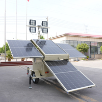 Tour d'éclairage solaire mobile 200w*4 LED pour chantier de construction, éclairage d'urgence extérieur et travail de nuit