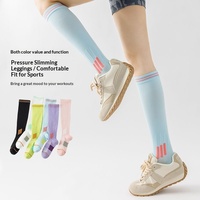Chaussettes de compression athlétiques pour hommes et femmes - Chaussettes de fitness mi-mollet pour la course à pied, soutien musculaire, respirantes, antibactériennes, en polyester