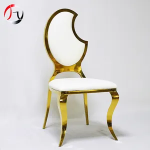 Hotel Event Furniture Wedding Stainless Steel Moon Shape Banquet Dining Chairs