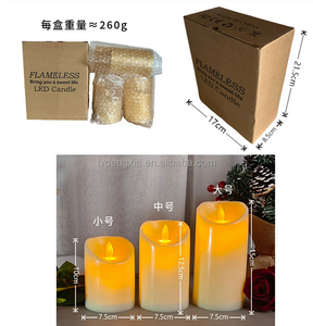 Lot de Bougies Artificielles LED à <span class=keywords><strong>Flamme</strong></span> Mobile en Plastique, Set 3 en 1, Taille Personnalisée, <span class=keywords><strong>Bougie</strong></span> Simili <span class=keywords><strong>avec</strong></span> Télécommande - Product Image 2