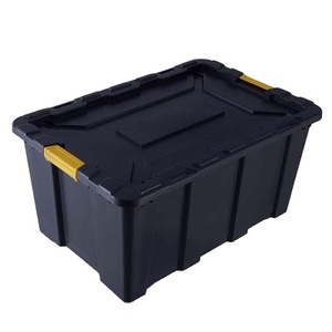100L New Design Stackable Heavy Duty Tub Black Plastic Storage Box