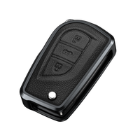 Coque de clé de voiture en alliage d'aluminium en cuir élégant pour Toyota Hilux Corolla avensis Prado Fortuner RAV4 CHR accessoires