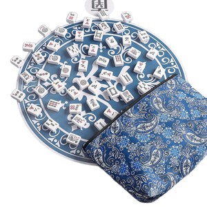 Mahjong Plegable de Terciopelo <span class=keywords><strong>Azul</strong></span> Estampado Personalizado con Cremallera Metálica Resistente, Hecho en China, Estilo Viento Nuevo de Uso Diario y Tendencia Nacional - Product Image 4