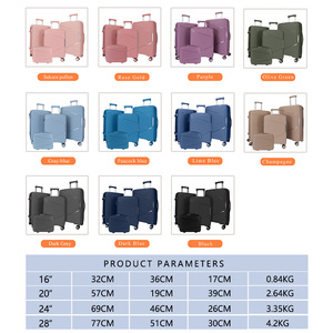 Conjunto de Malas OMASKA de PP com Rodas Giratórias, Tamanhos 14, 20, 24 e 28 Polegadas, para Viagem Masculina - Product Image 6
