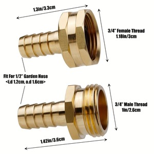 Raccord de tuyau d'arrosage mâle en laiton 25 mm fileté forgé durable pour l'irrigation avec collier de serrage et joint d'étanchéité - Product Image 2