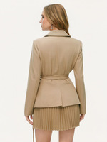 Robe Blazer Plissée Joydressing en Gros, Mini-Robe de Costume à Ourlet Plissé, Revers Cranté, Taille Nouée, Prix d'Usine