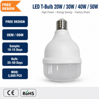 Ampoule LED E27 B22 2700K-6000K AC85-265V 20W-60W Économie d'Énergie 25000H Corps en Aluminium CE RoHS Éclairage Domestique