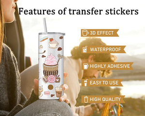 Wholesale UV Printing DTF Cup Wrap 4 <b>Sheets</b> Waterproof Customized Coffee Milk Tea Cake Ice Cream Transfers - Product Image 4