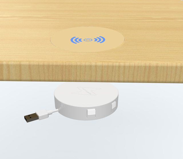 Under Desk Wireless Charger 0-30mm Invisible Phone Charging Dual Uses On and Under Table wireless Phone Charger Under Desk