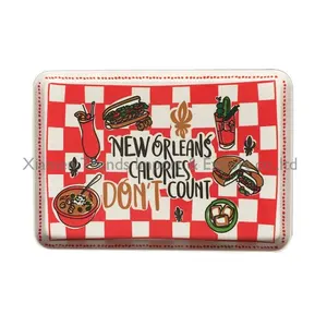 New Orleans Calories Count Hình Chữ Nhật OEM Nhãn Hiệu Tùy Chỉnh In Khuyến Mại Khay Melamine