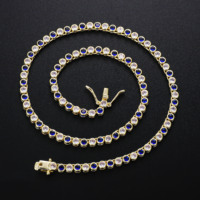 CM Hip Hop Vente Chaude Usine Vente Directe Unisexe Tennis Collier Chaîne Ras Du Cou Diamants Une Rangée Tennis Solitaires Chaîne Multicolore