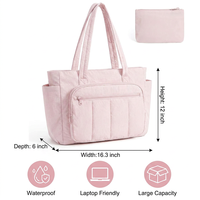Sac fourre-tout matelassé en nylon personnalisé pour ordinateur portable pour femme, sac de voyage à bandoulière grande capacité de 7 pouces avec pochette pour trolley