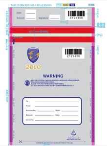 Sacs de sécurité transparents imprimés sur mesure avec sceau VOID inviolable pour dépôt de fonds, documents, vêtements, emballage OEM en gros - Product Image 2