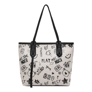 Nouvelle Tendance 2025 Sac Porté Épaule Femme Grande Capacité Imprimé Dessin Animé Mignon en PU avec Fermeture Éclair, Style <span class=keywords><strong>Littéraire</strong></span> - Product Image 5