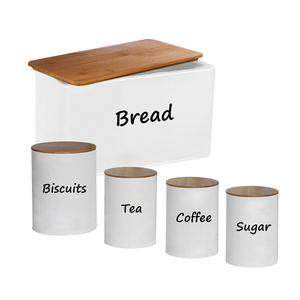 Large Capacity Bread Box Rustic Bread Bin Set and Canister for Kitchen Or Table Storage Store Pastries Coffee Biscuits