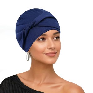 Wholesale Bulk Turban Hat Twisted With Back Elastic Cotton Turban Headwear Islamic Hijab Under Caps - Product Image 3
