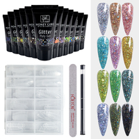 HONEY GIRL Kit Poly Gel Glitter Nouveau Professionnel Nail Art UV/LED Manucure Set Offre Spéciale Poly Gel Set