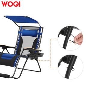 Silla Reclinable Plegable Ajustable WOQI de 45x36x29.5 Pulgadas con Toldo, Portavasos y Bandeja, Azul, Muebles para Acampar al Aire Libre - Product Image 3