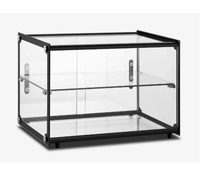 Vitrine de présentation de gâteaux pour la restauration commerciale, vitrine carrée à quatre côtés en verre sécurisé, vitrine de présentation alimentaire en verre, réfrigérateur à température ambiante
