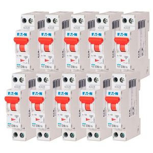 Interruptor de Circuito Modular Eaton PLG4-C10/1N 1P+N 10A Curva C, Montaje Enchufable, Blanco, Rojo, Control - Product Image 1